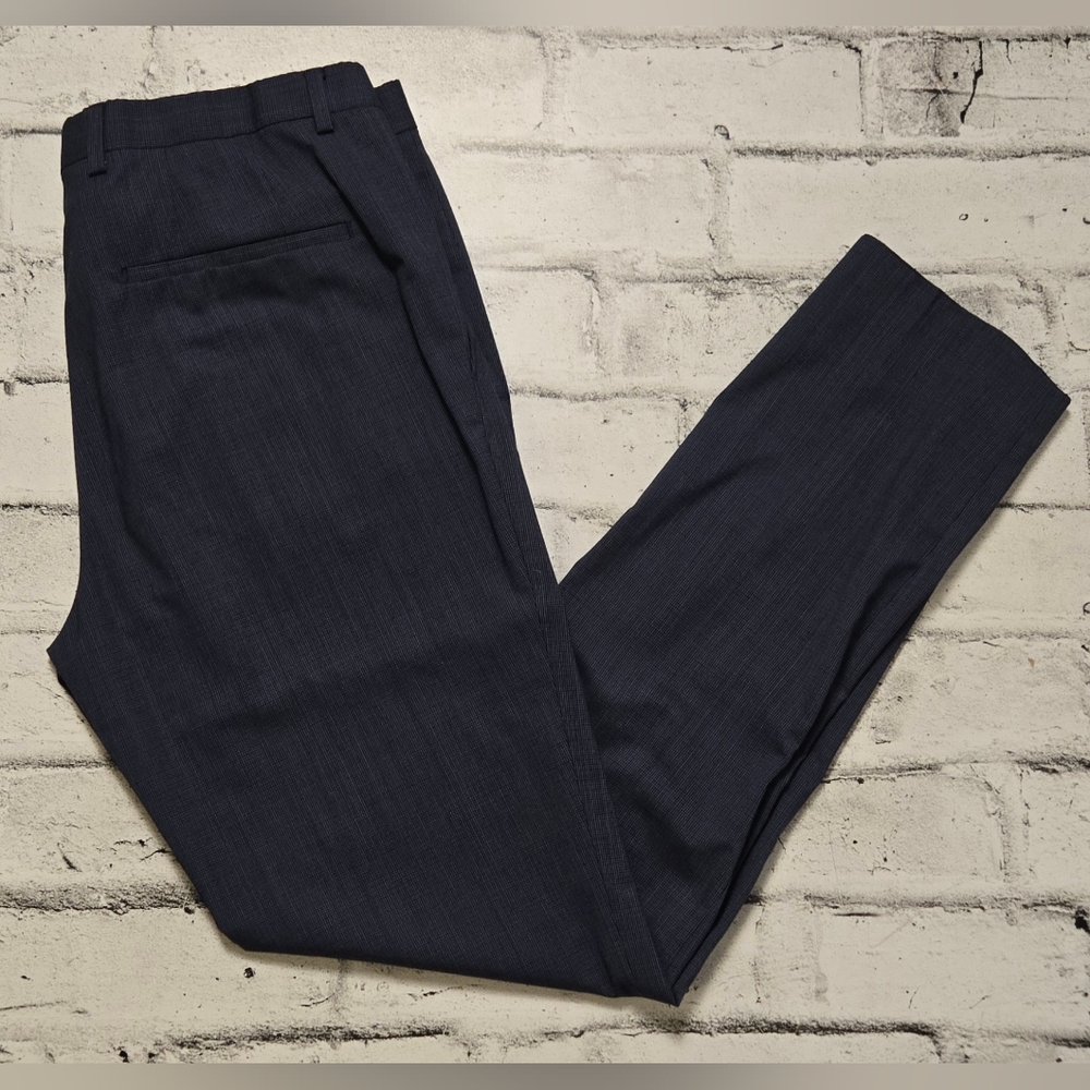 Strellson Slim Fit Navy Micro-Check Dress Pants Men’s EU 48 (US 32–33)